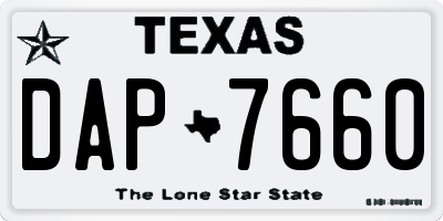 TX license plate DAP7660