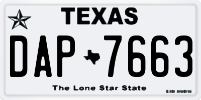 TX license plate DAP7663