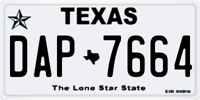 TX license plate DAP7664