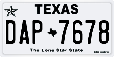 TX license plate DAP7678