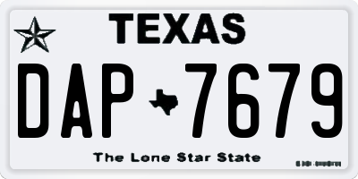 TX license plate DAP7679