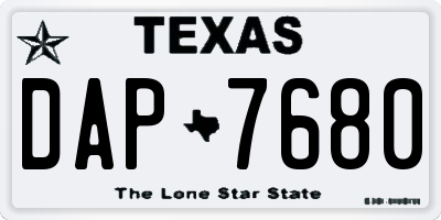 TX license plate DAP7680