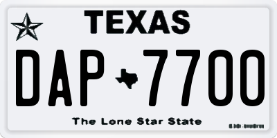 TX license plate DAP7700