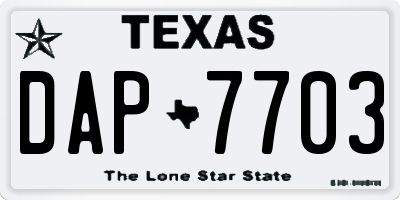 TX license plate DAP7703