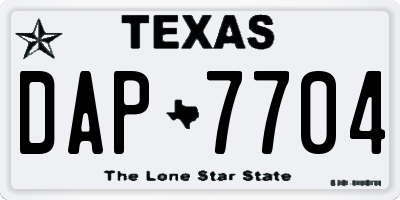 TX license plate DAP7704