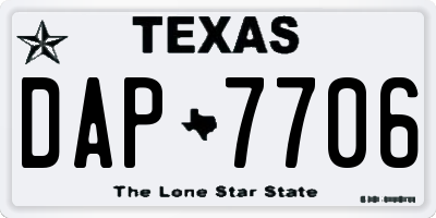 TX license plate DAP7706