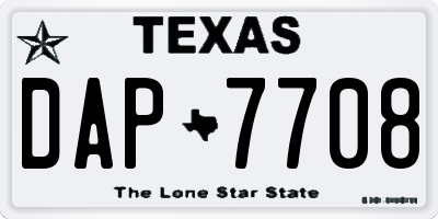 TX license plate DAP7708