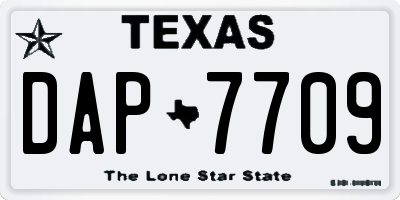 TX license plate DAP7709