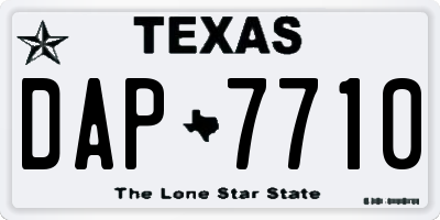 TX license plate DAP7710