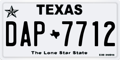 TX license plate DAP7712