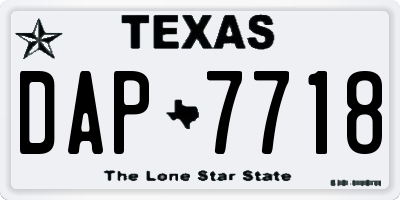 TX license plate DAP7718