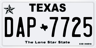 TX license plate DAP7725