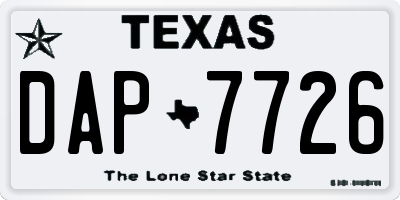 TX license plate DAP7726