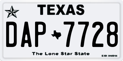 TX license plate DAP7728