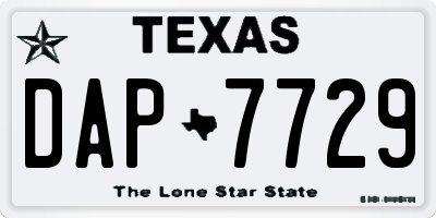 TX license plate DAP7729