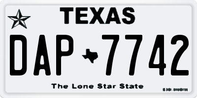 TX license plate DAP7742
