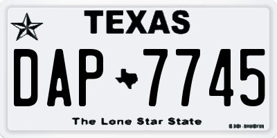 TX license plate DAP7745