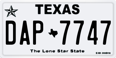TX license plate DAP7747