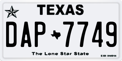 TX license plate DAP7749