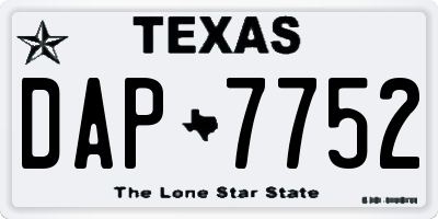 TX license plate DAP7752