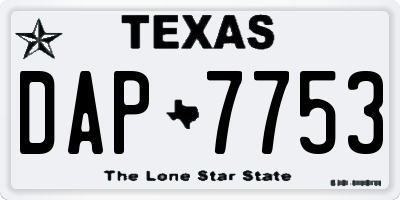 TX license plate DAP7753