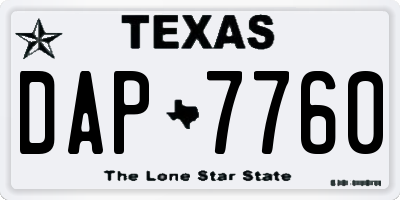 TX license plate DAP7760
