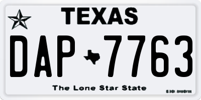 TX license plate DAP7763