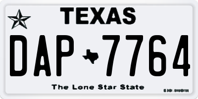 TX license plate DAP7764