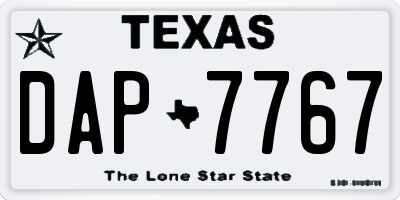 TX license plate DAP7767