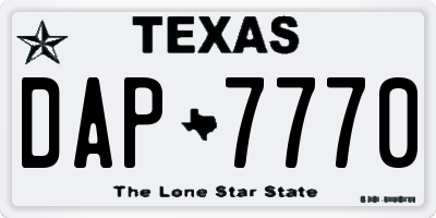 TX license plate DAP7770