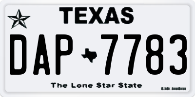 TX license plate DAP7783