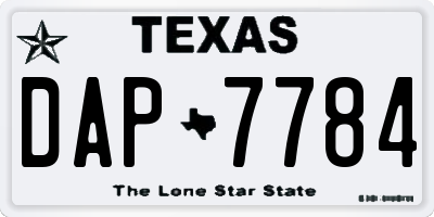 TX license plate DAP7784