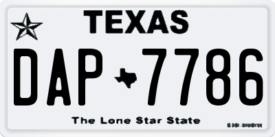 TX license plate DAP7786