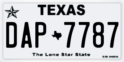 TX license plate DAP7787