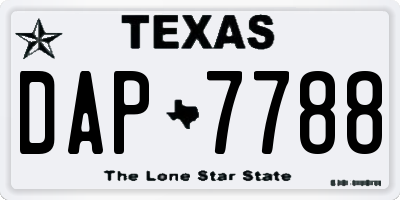 TX license plate DAP7788