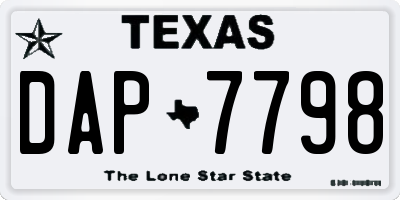 TX license plate DAP7798