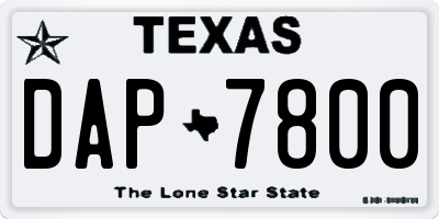 TX license plate DAP7800