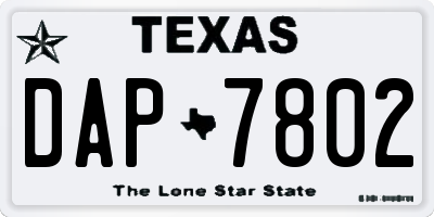 TX license plate DAP7802