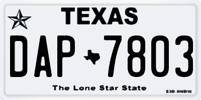 TX license plate DAP7803