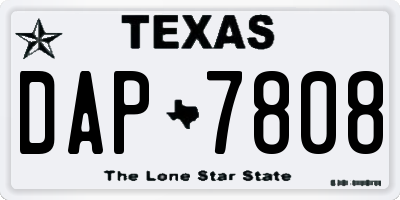 TX license plate DAP7808