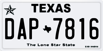TX license plate DAP7816
