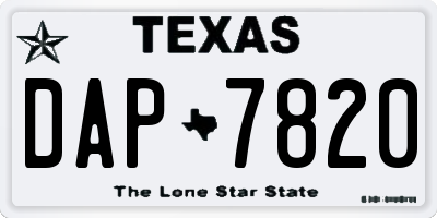 TX license plate DAP7820