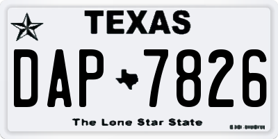 TX license plate DAP7826