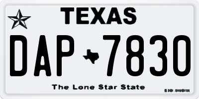 TX license plate DAP7830