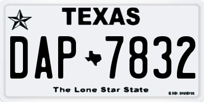 TX license plate DAP7832