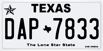 TX license plate DAP7833