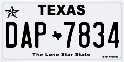 TX license plate DAP7834