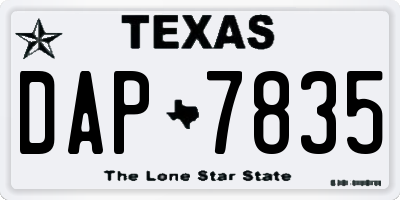 TX license plate DAP7835