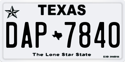 TX license plate DAP7840
