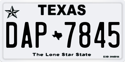 TX license plate DAP7845